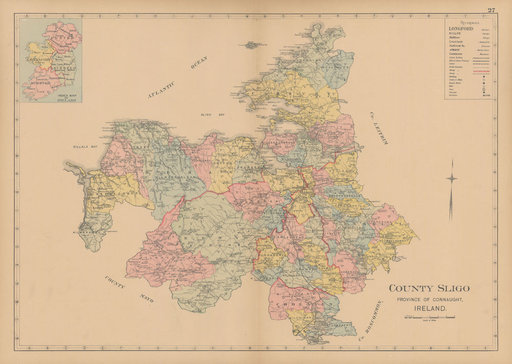 County Sligo—Connaught—Ireland—parishes & baronies—L. J. Richards 1901 old map