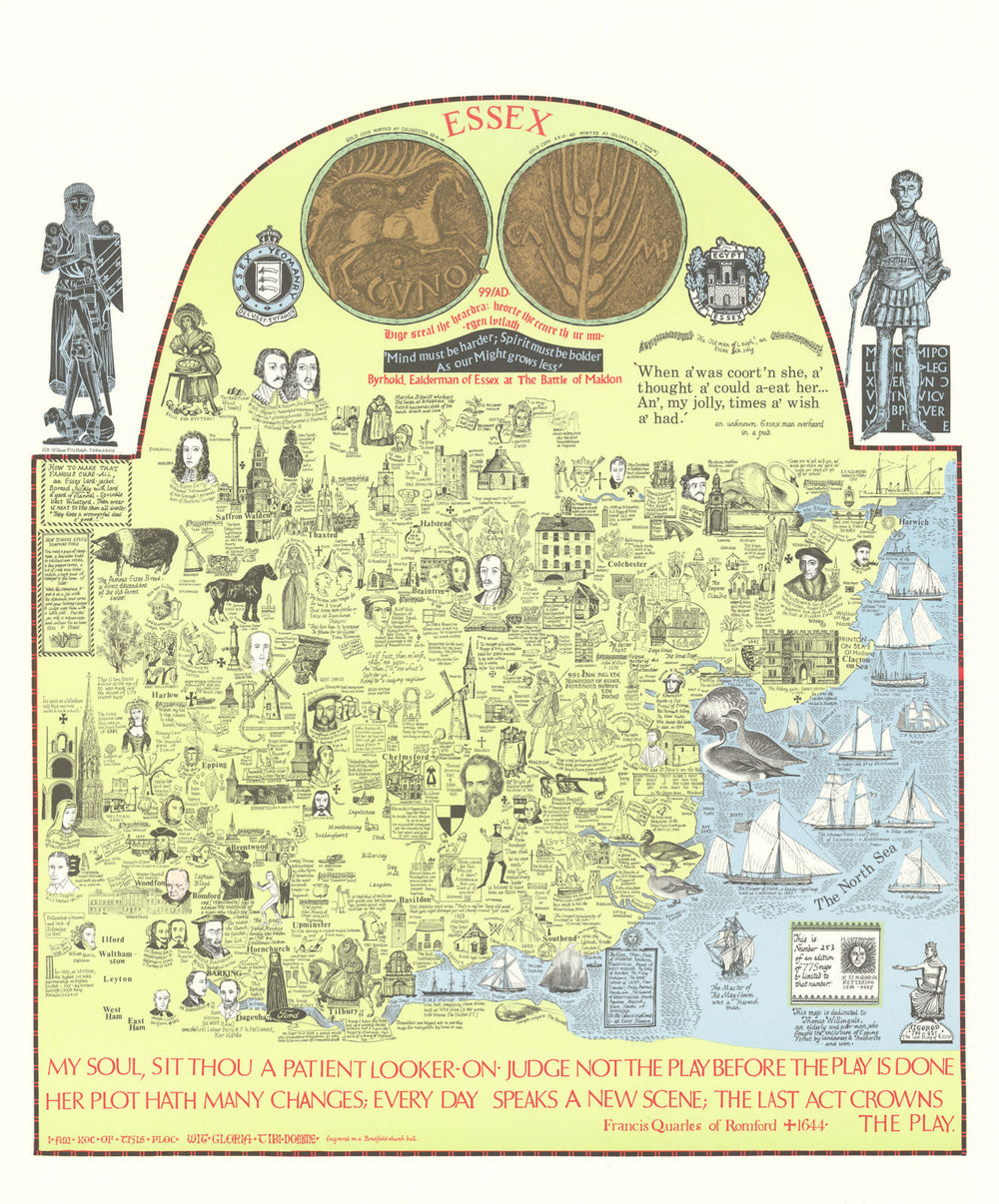 Essex pictorial miscellany county map by Joseph Lloyd Carr 1975 old