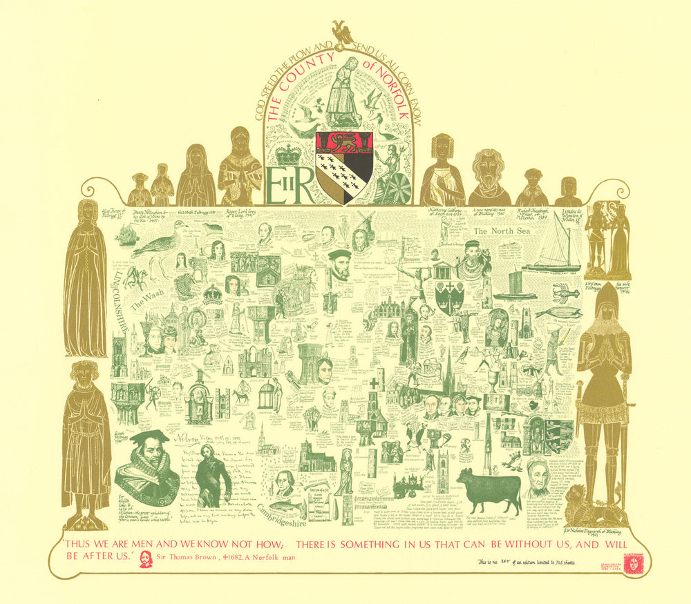 The County of Norfolk pictorial miscellany map by Joseph Lloyd Carr 1975