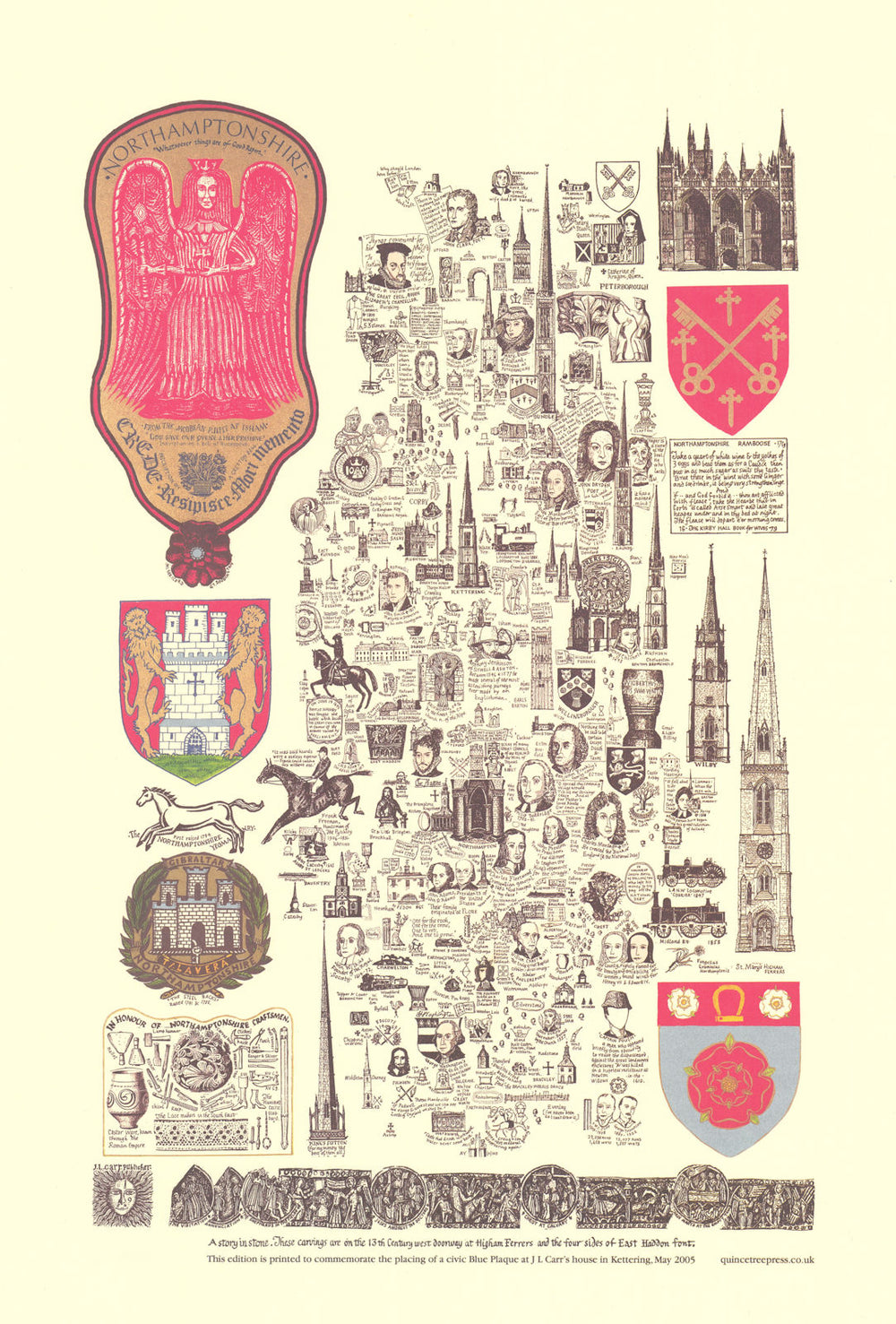 Northamptonshire pictorial miscellany county map by Joseph Lloyd Carr 2005
