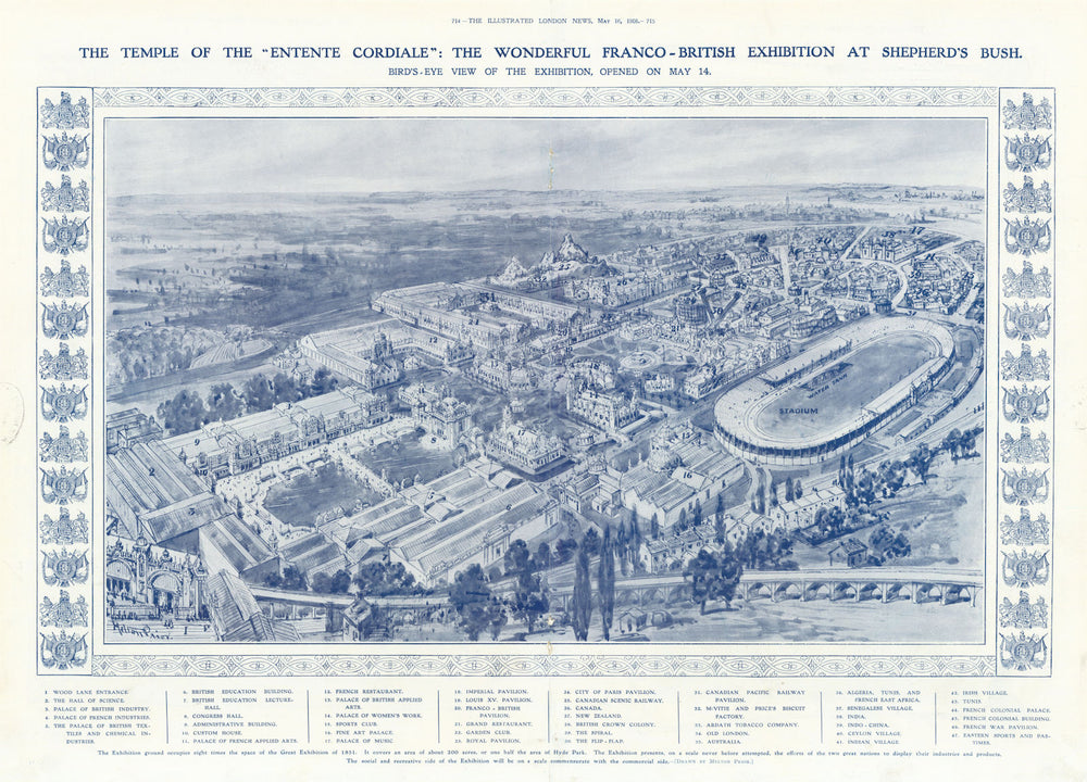 White City—Shepherd's Bush—Franco-British Exhibition—Bird's Eye View 1908 map
