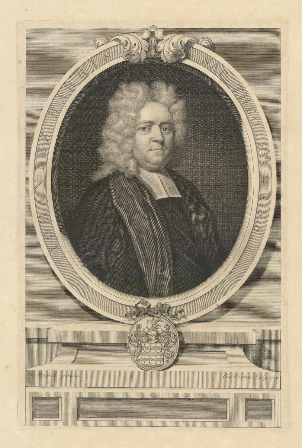 Johannes Harris. John Harris, author of History of Kent, by Russel 1719 print