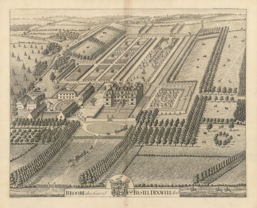 Broome Park, Barham, Seat of Sir. Basill Dixwell—Badeslade & Harris 1719 print
