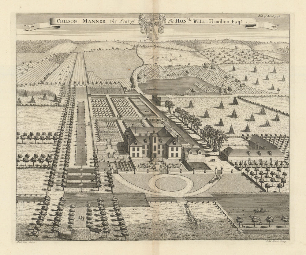 Chilston Park, Lenham, Seat of the Hon. William Hamilton—Badeslade & Harris 1719
