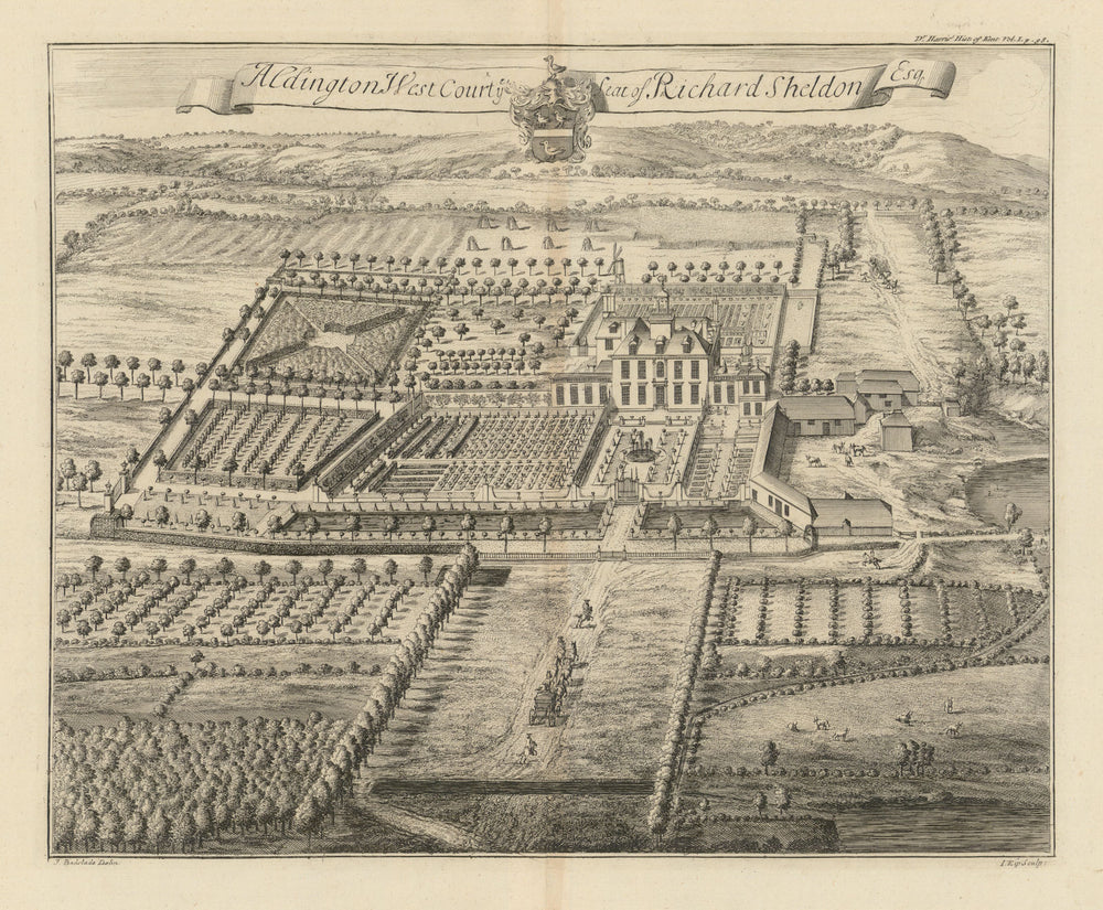 Aldington West Court, Seat of Richard Sheldon—Thurnham, Kent—Badeslade/Kip 1719