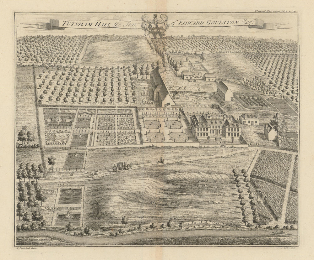 Tutsham Hall, Yalding, Maidstone, Seat of Edward Goulston—Badeslade & Kip 1719