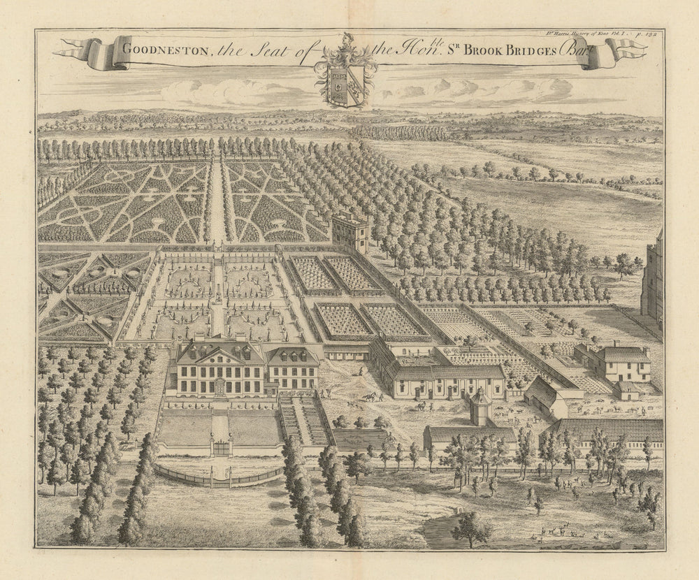 Goodnestone Park House, Seat of the Hon. Sir Brook Bridges—Kent—Badeslade 1719