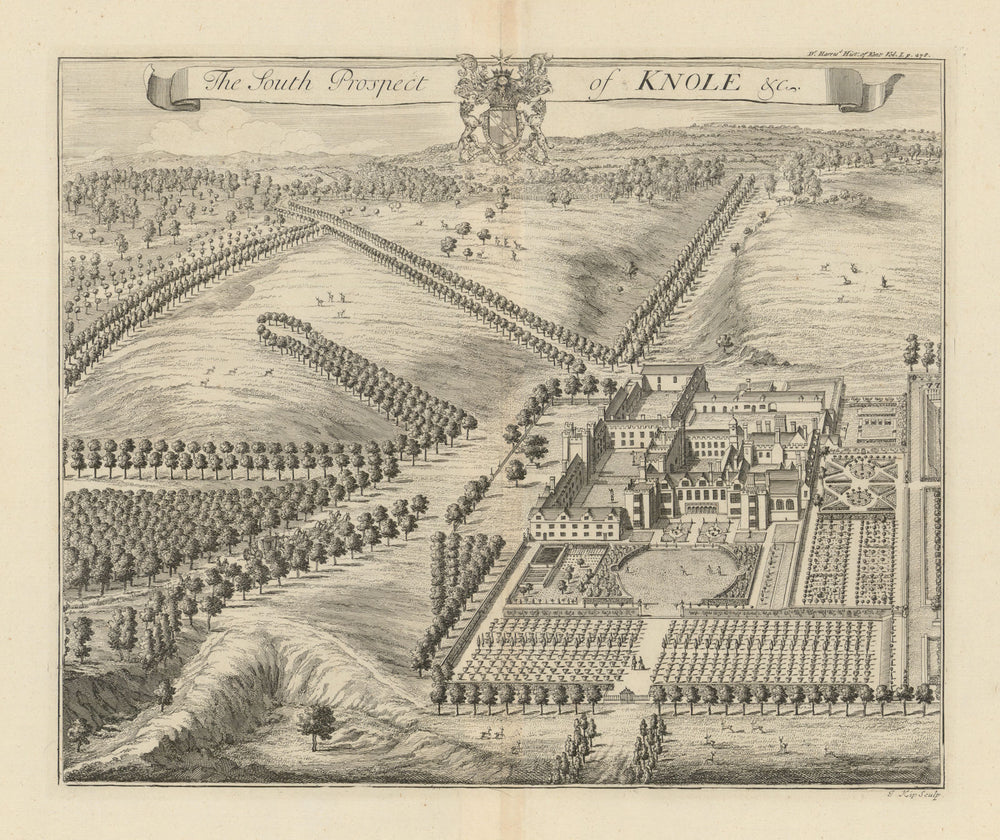 "The South Prospect of Knole". Knowle Park, Sevenoaks, Kent by Johannes Kip 1719