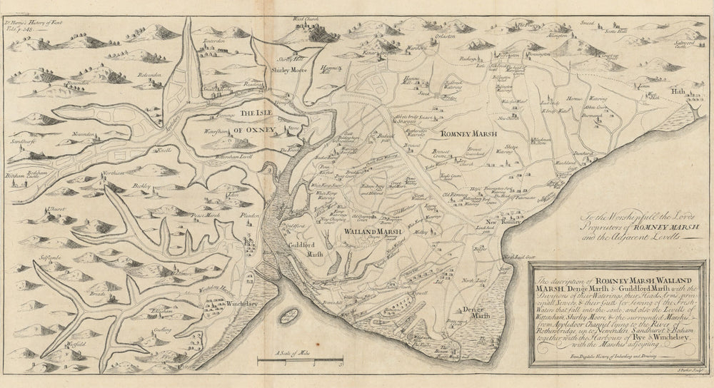 To the Worshipfull the Lords Proprietors of Romney Marsh… Samuel Parker 1719 map