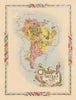 Amérique du Sud—Pictorial map of South America by Jacques Liozu 1951 old