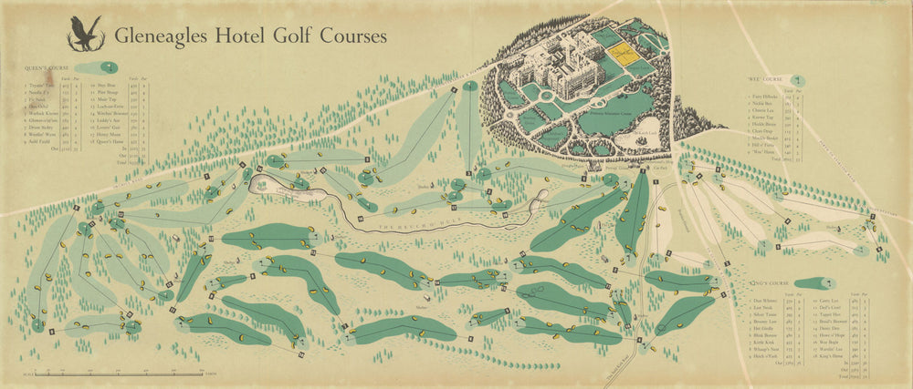 Gleneagles Hotel — King's Queen's & Wee Golf Courses — Samuel McKinlay c1969 map