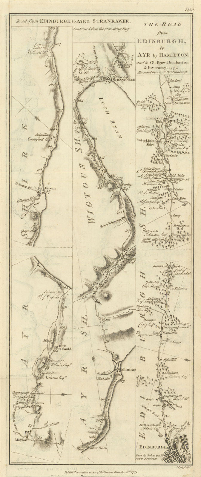 Taylor/Skinner road map 10—Maybole—Girvan—Stranraer—Edinburgh—Livingston 1776