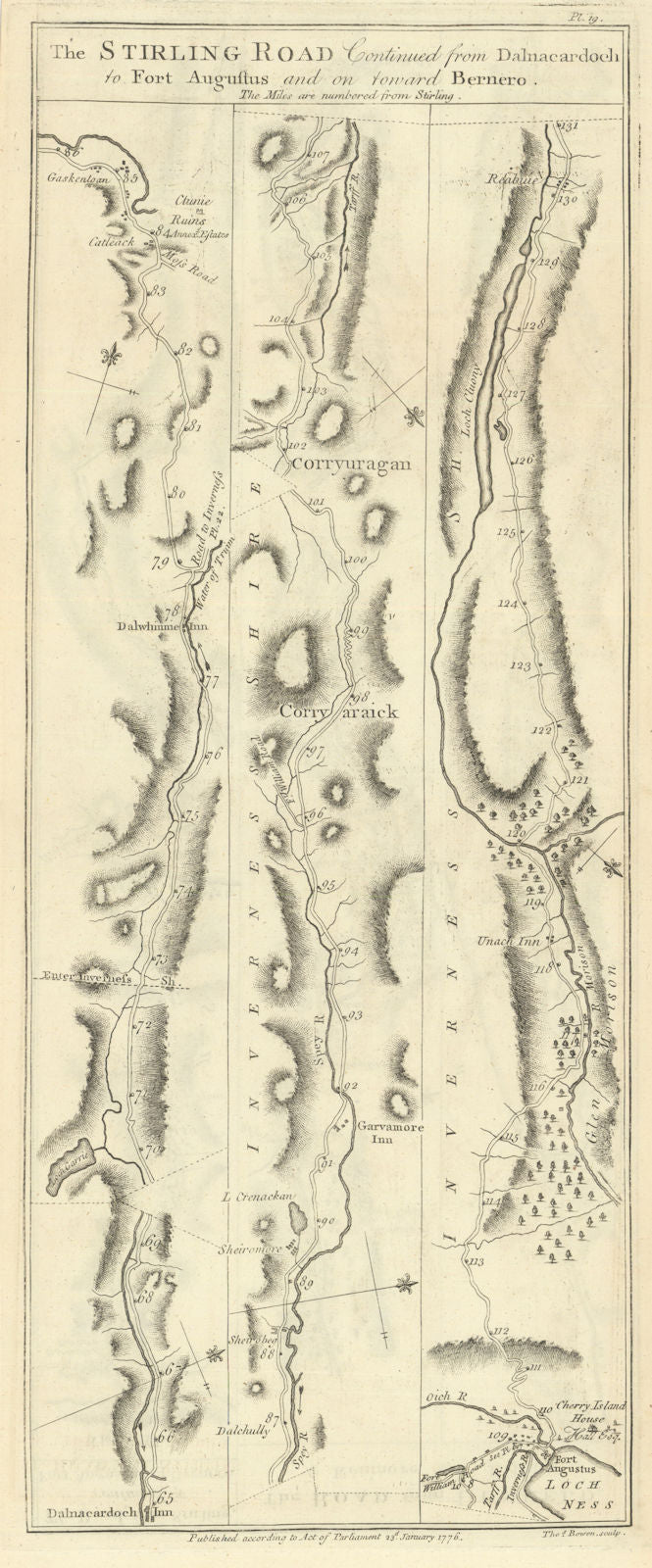 Taylor/Skinner road map 19—Dalwhinnie—Garvamore—Fort Augustus—Unach—Reabie 1776