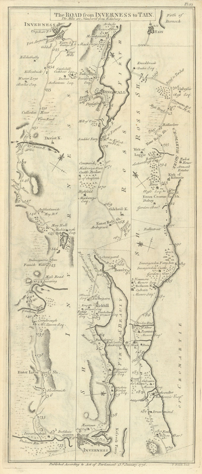Taylor/Skinner road map 23—Inverness—Dingwall—Alness—Invergordon—Tain 1776