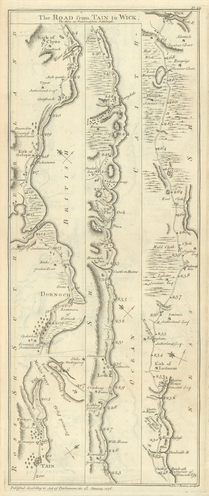 Taylor/Skinner road map 24—Tain—Dornoch—Golspie—Helmsdale—Dunbeath—Wick 1776