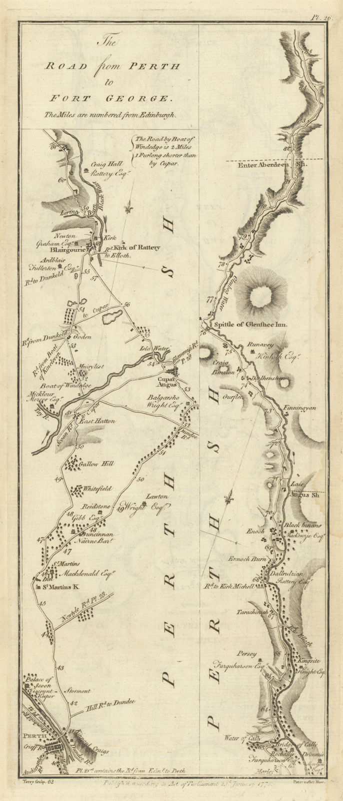 Taylor/Skinner road map 26—Perth—St Martins—Blairgowrie—Spittal—Glenshee 1776
