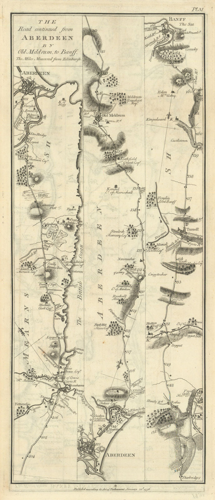 Taylor/Skinner road map 31—Stonehaven—Aberdeen—Oldmeldrum—Turriff—Banff 1776
