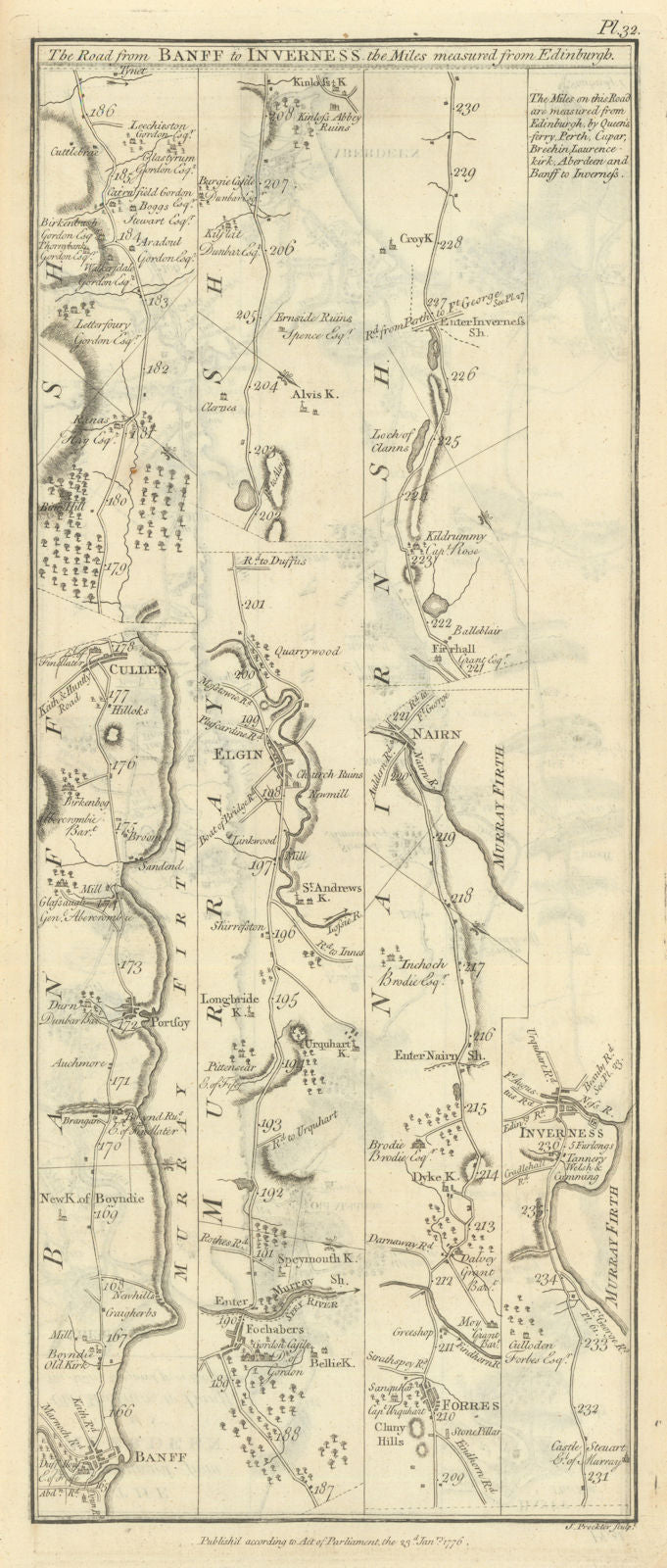 Taylor/Skinner road map 32—Banff—Cullen—Fochabers—Elgin—Nairn—Inverness 1776