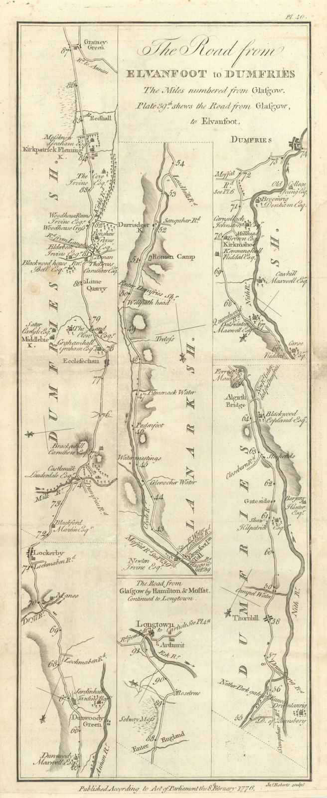 Taylor/Skinner road map 40—Dumfries—Lockerbie—Gretna Green—Longtown 1776