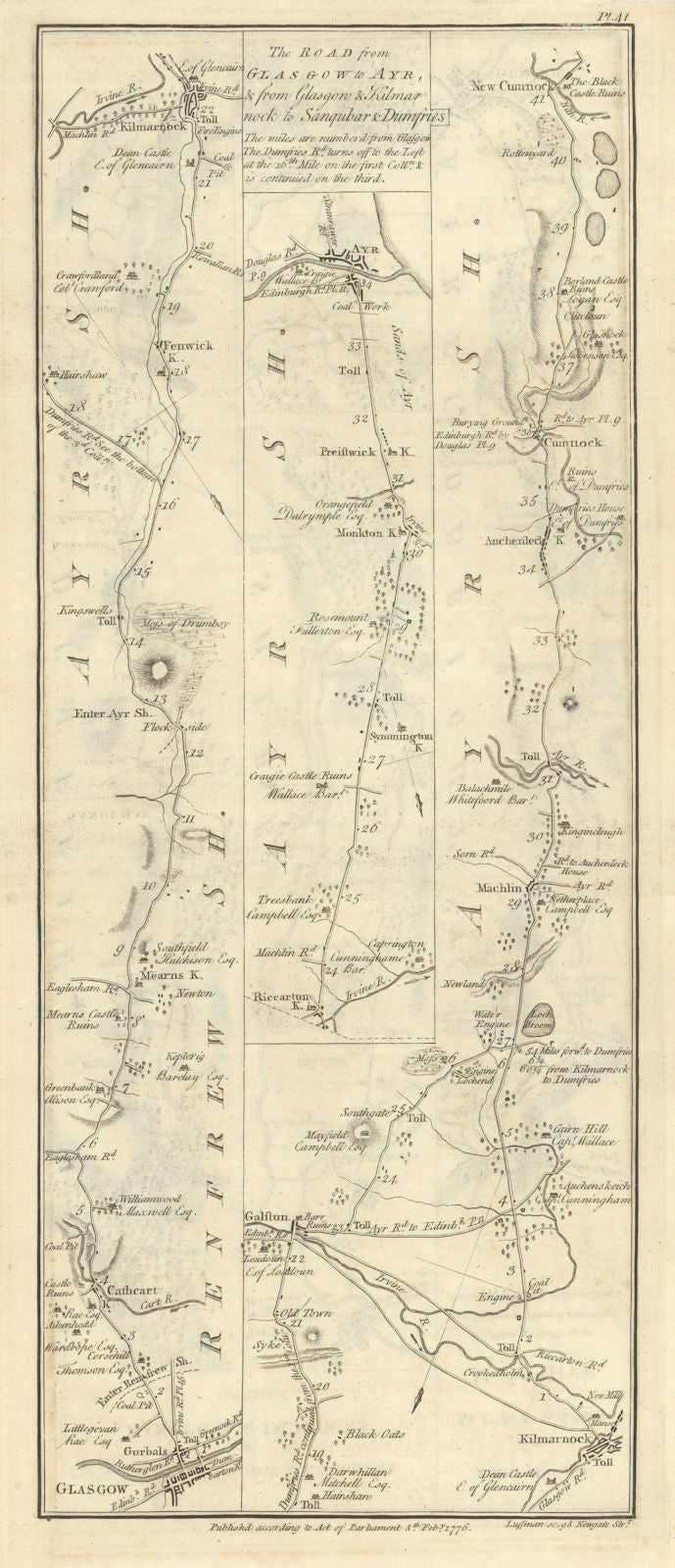 Taylor/Skinner road map 41—Glasgow—Mearns—Fenwick—Kilmarnock—Ayr—Cumnock 1776