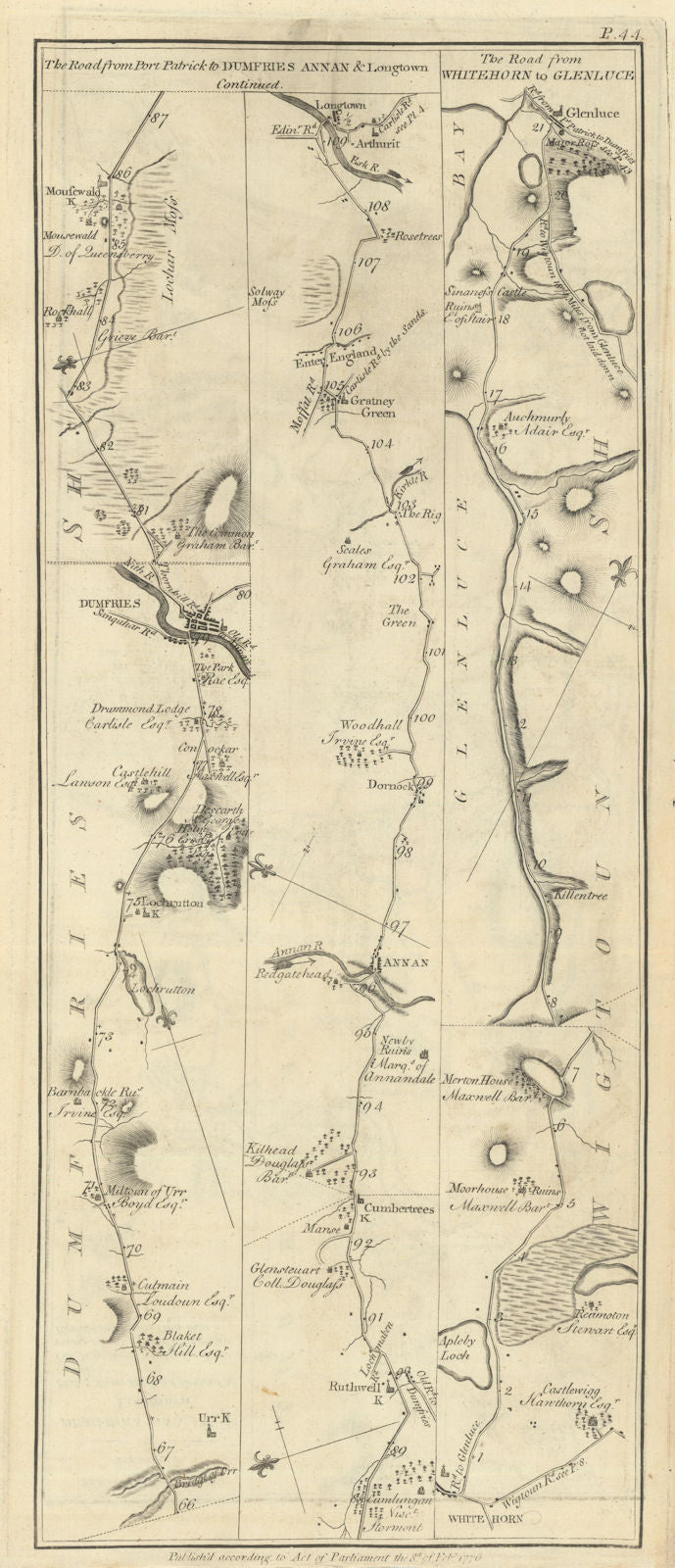 Taylor/Skinner road map 44—Dumfries—Gretna—Longtown—Whithorn—Glenluce 1776