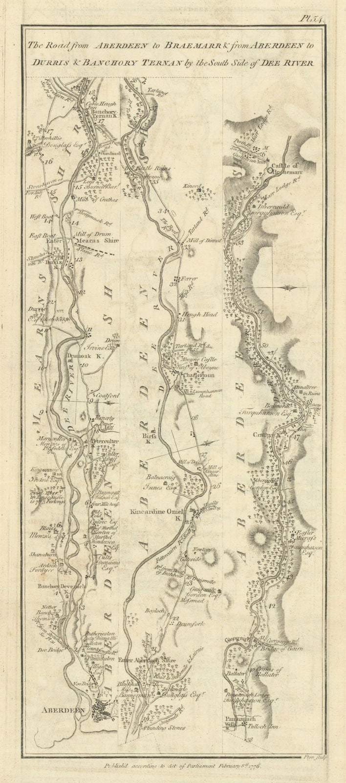 Taylor/Skinner road map 54—Aberdeen—Peterculter—Aboyne—Ballater—Braemar 1776