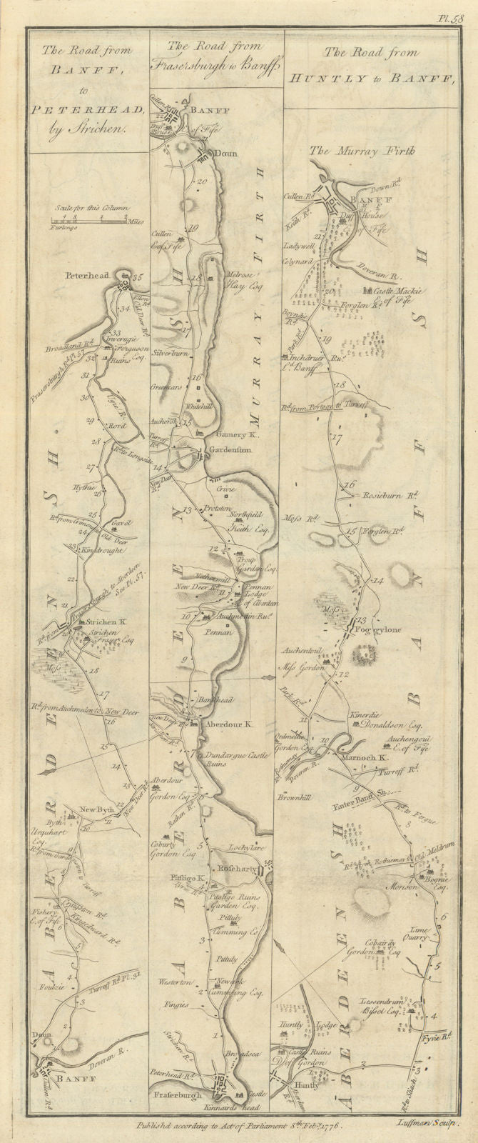 Taylor/Skinner road map 58—Banff—Peterhead—Fraserburgh—Aberdour—Forglen 1776