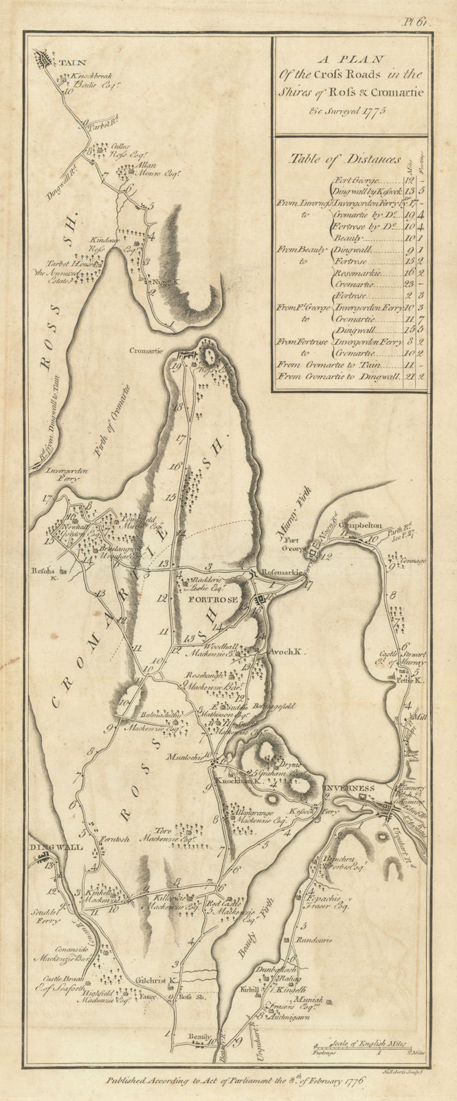 Taylor/Skinner road map 61—Dingwall—Tain—Cromarty—Fortrose—Inverness 1776