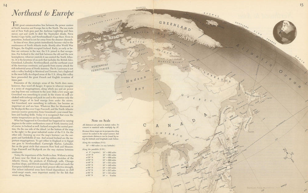 Northeast to Europe—Persuasive map—World War 2—Richard Edes Harrison 1944