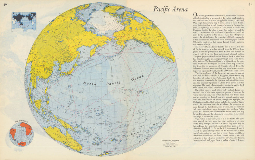 Pacific Arena—Persuasive map—World War 2—Richard Edes Harrison—Fortune 1944