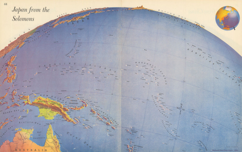 Japan from the Solomons—Persuasive map—World War 2—Richard Edes Harrison 1944