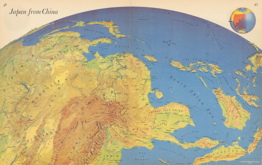 Japan from China—Persuasive map—World War 2—Richard Edes Harrison—Fortune 1944