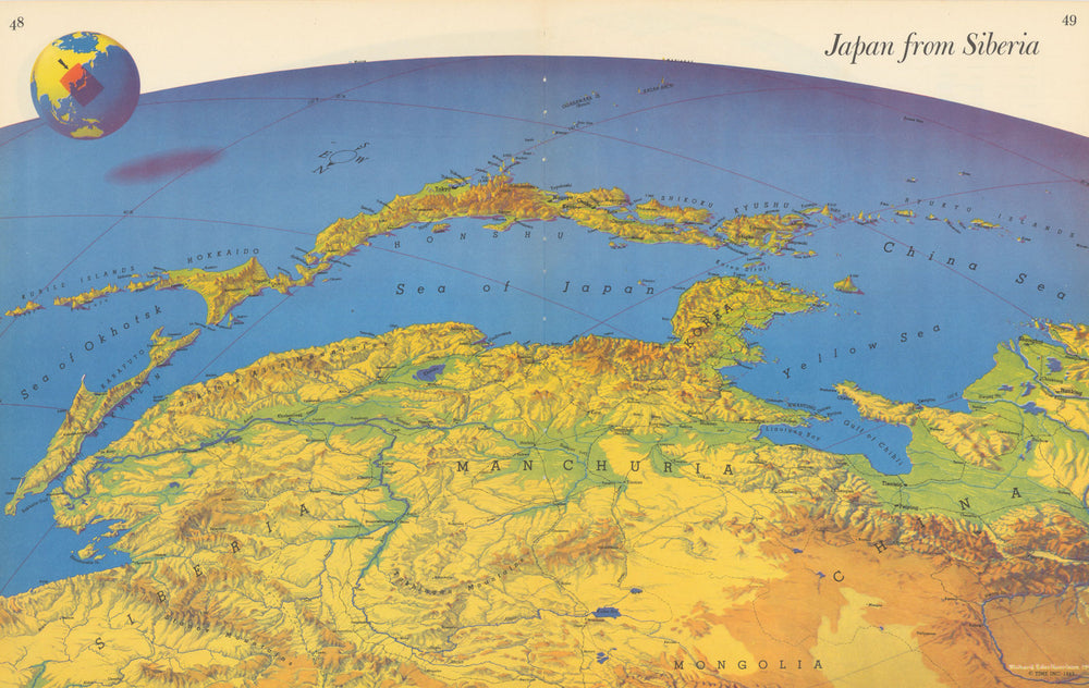 Japan from Siberia—Persuasive map—World War 2—Richard Edes Harrison—Fortune 1944