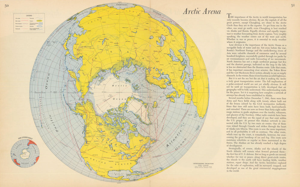 Arctic Arena—Persuasive map—World War 2—Richard Edes Harrison—Fortune 1944