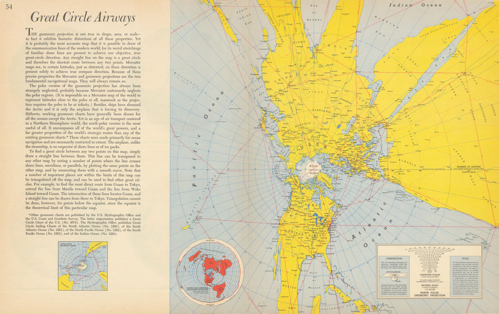 Great Circle Airways—Persuasive map—World War 2—Richard Edes Harrison 1944