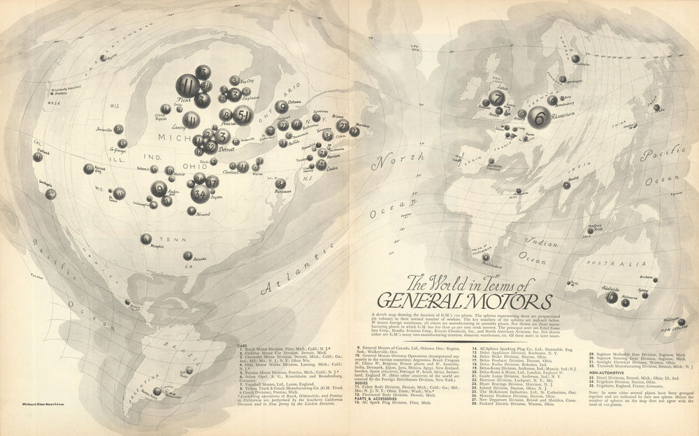 The World in Terms of General Motors—Richard Edes Harrison—persuasive map 1938