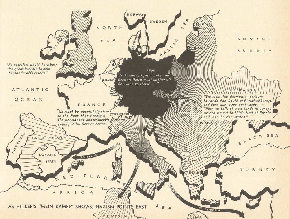 As Hitler's "Mein Kampf" shows, Nazism points East—World War 2—Fortune 1938 map
