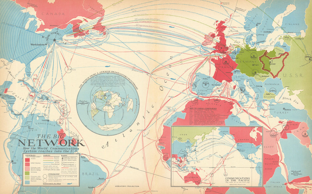 The Big Network—How Communications reach the US—Richard Edes Harrison 1939 map