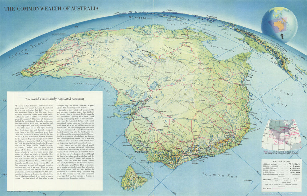 The Commonwealth of Australia—Persuasive map—Richard Edes Harrison 1950