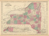 Johnson's New York state map. US state map showing counties. Long Island 1866