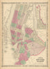 Johnson's New York & Brookyln plan—railroads, city car routes & wards 1866 map