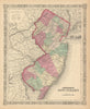 Johnson's New Jersey. US State map showing counties 1866 old antique chart