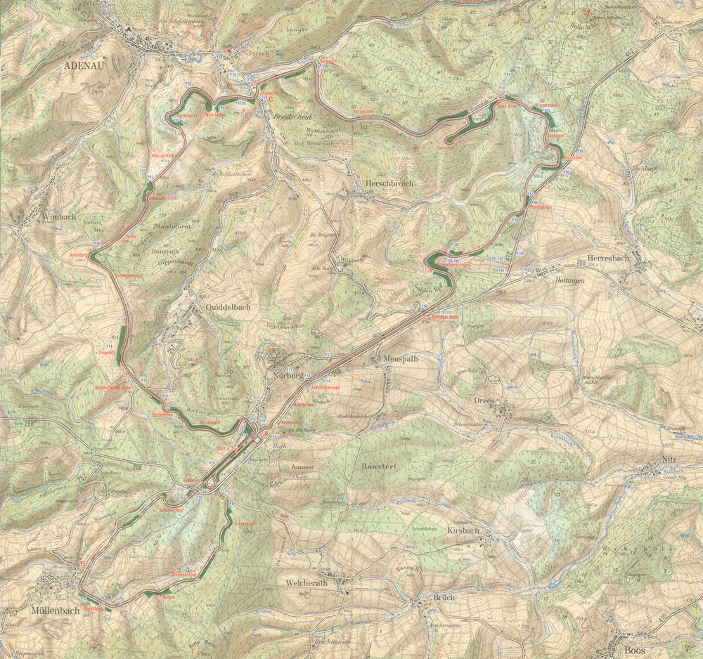Der Nürburgring—Sonderkarte—Special motorsport circuit relief map 1969 old