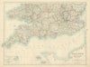 England and Wales (Southern Sheet) by W. & A.K. Johnston 1885 old antique map