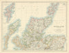Scotland (Northern Sheet) by W. & A.K. Johnston 1885 old antique map chart