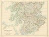 Scotland (Southern Sheet) by W. & A.K. Johnston 1885 old antique map chart