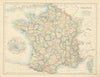 France by W. & A.K. Johnston 1885 old antique vintage map plan chart