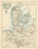 Denmark (with N.W. portion of the German Empire) by W. & A.K. Johnston 1885 map