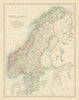Sweden and Norway (Scandinavia) by W. & A.K. Johnston 1885 old antique map