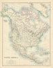 North America by W. & A.K. Johnston 1885 old antique vintage map plan chart